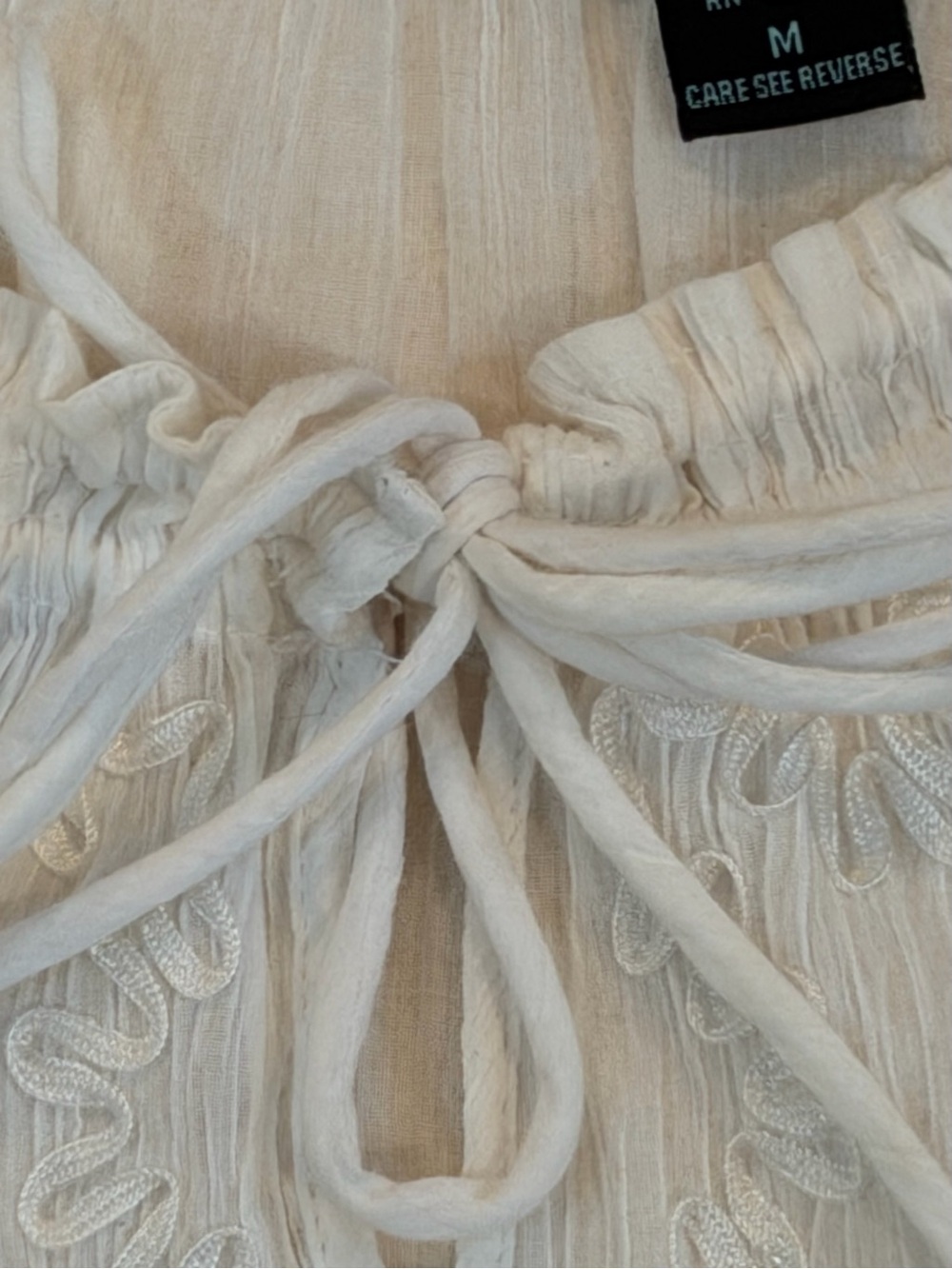 Cynthia Rowley Boho Cotton Ivory Peasant Blouse Sz Med - Picture 7 of 9